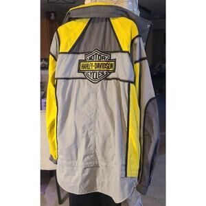 Men's S Harley-Davidson Windbreaker Full-Zip Nylon PVC Rain Gear Jacket Hooded